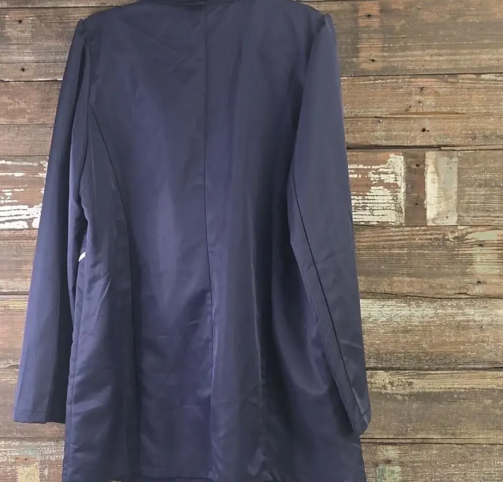 Emery Rose Navy Double Breasted Blazer Jacket with White Piping Trim XXL